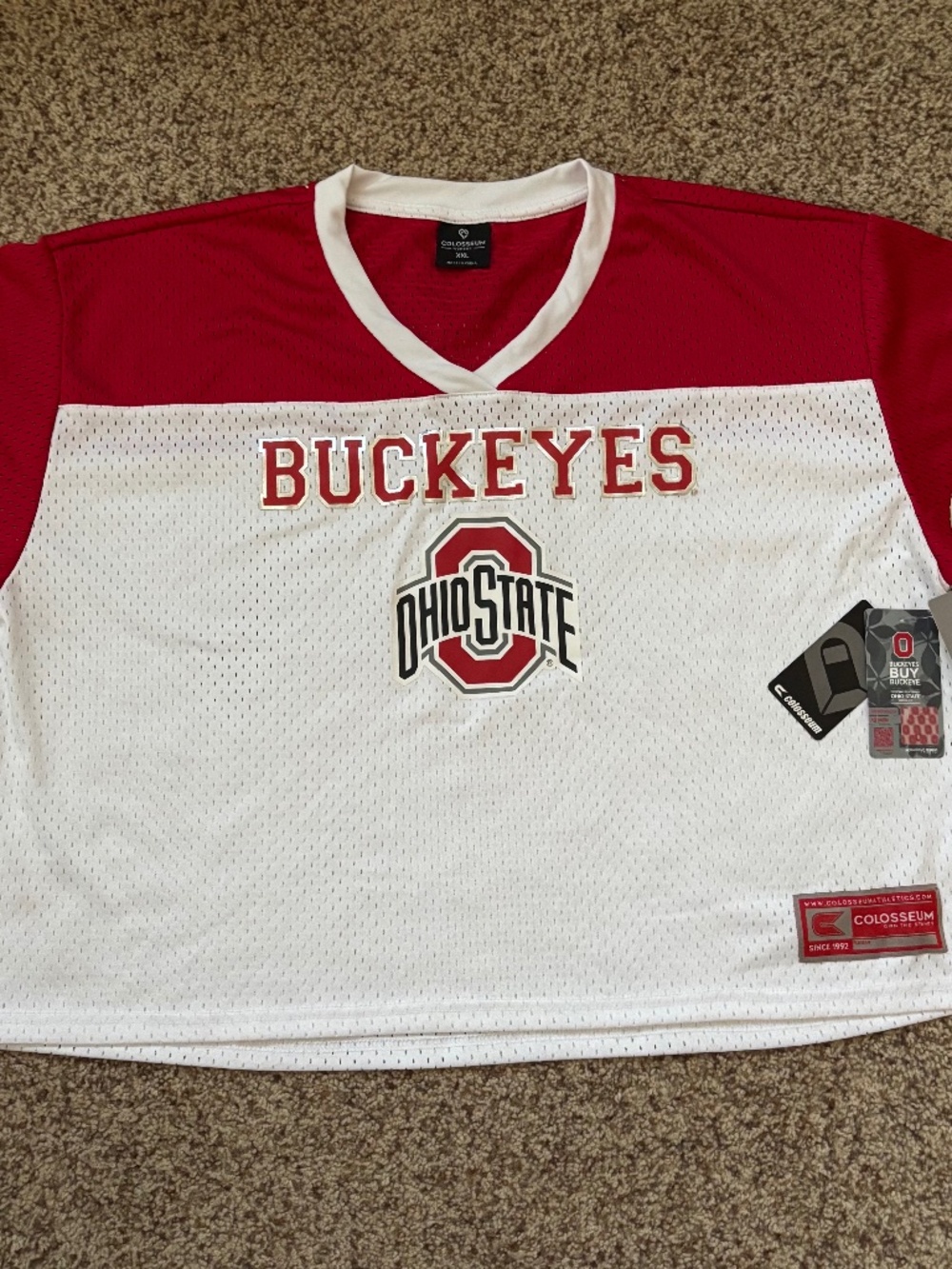 Ohio State Buckeyes Colosseum Women's White Treasure Cropped Football Jersey